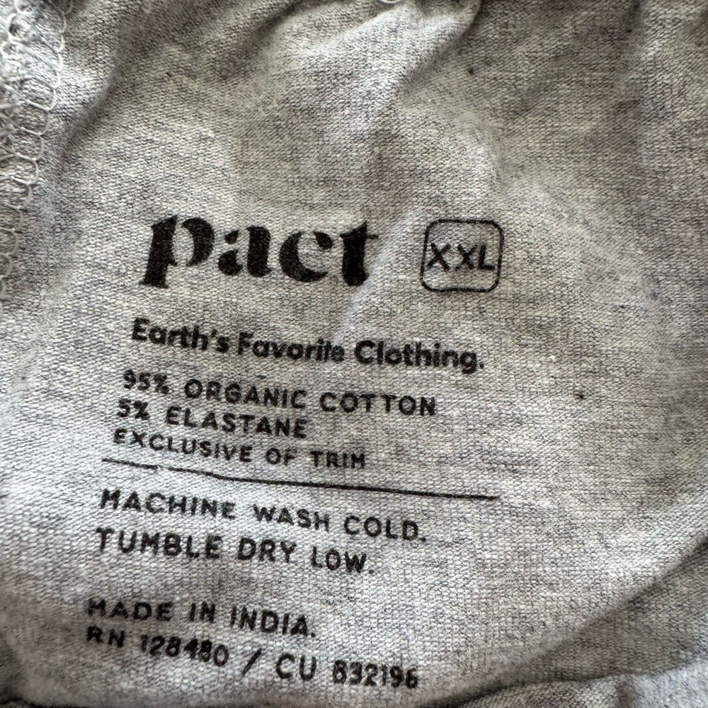PACT - Organic Cotton Lounge Shorts Gray Drawstring Size XXL - Picture 3 of 4